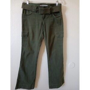 Anchor Blue Women Pants  7 Cargo Olive Green Flare  Utility Y2K 90’s Bohemian